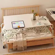 Overbed Desk with Wheels, Adjustable Over Bedside Home Desk, Hospital Table Overbed, Overbed Desk Table for Laptop, Reading, Eating Breakfast