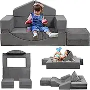 Kids Couch Toddler Couch, Modular Kids Play Couch with Recliner, Imaginative Kids Couch Sofa, Foam Play Couch for Creative Boys & Girls, Playroom Furniture Indoor