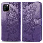 For iPhone 11 Case, Butterfly Emboss PU Leather Wallet Cover, Dark Purple