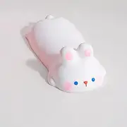 Cityhermit Cute Wrist Rest Support for Mouse Keyboard Computer Arm Rest for Desk Ergonomic Kawaii Office Supplies Slow Rising PU Mouse Pad (White Rabbit)