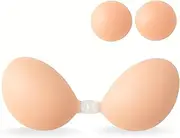 [Bvanzo] Women's Invisible Strapless Bras, Reusable Stick On Bra Skin-Friendly Sticky Push Up Bra Adhesive Bra for Party, Bar, Wedding, Beach, and Everyday Wearing Backless Bra for Women