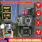 3-Lens 9MP Wifi Security Camera Wireless System Outdoor Home Night Vision Cam