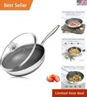 Versatile 12-Inch Stainless Steel Frying Pan with Glass Lid - Induction Ready