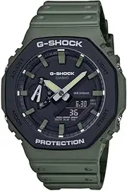 [Casio] Men's G-Shock Street Utility Analog-Digital Watch, Black & Bezel Face, Green Band