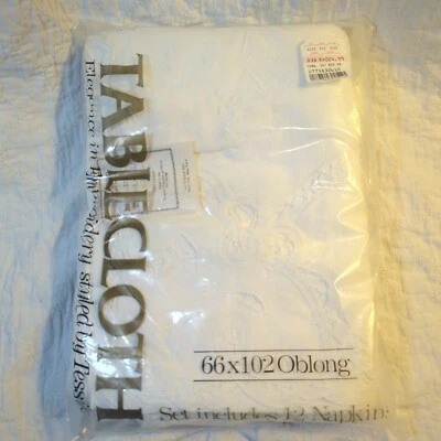 Tessile Princess Battenburg Lace Cotton Tablecloth 66x102 Oval + 12 Napkins New