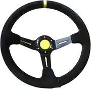 14Inch JDM Racing Steering Wheel JDM Game Drift Real Suede Steering Wheel Volantes,Compatible With VW,Compatible With BMW,Compatible With Toyota