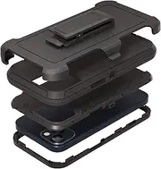 Compatible with iPhone 6.1 inch Case ,with Screen Protectors,Heavy Duty Rugged Shockproof Full Body Protection Kickstand Case with Belt Clip Holster for iPhone 6.1 inch Phone (Black)