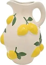 Hestia White Ceramic Jug Vase with Lemons – 25 cm Hand-Painted Mediterranean-Style Pitcher | Decorative Glazed Table Vase for Kitchen, Living Room or Shelf | Contemporary Home Accent