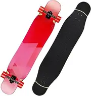 Sports Longboard Skateboard, 47" Class A Maple Wood Four-Wheeled Double Tilt Triangle Red Big Dance Board Suitable for Beginners Adults
