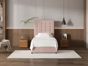 My Style Buttoned Headboard & Gas Lift Base - King Single / Rosewater / Standard Base