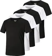 [TAGIHOO] 5 Pack Youth Mesh Athletic Dry-Fit Short Sleeve Workout Moisture Wicking Active T-Shirt for Boys