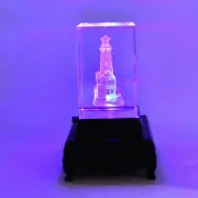 3D Crystal Lighthouse Lighted LED base multi color glass paperweight