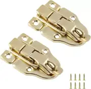 2Pcs Retro Gold Style Duckbilled Hasp Clasp Latch Lock Box Toggle Latch with Pad