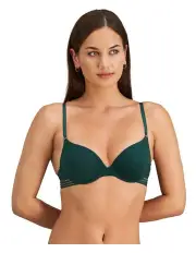 [me. by bendon] Stripe Elastic And Papertouch Demi Bra in Rain Forest