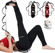 Foot and Calf Stretcher for Plantar Fasciitis, Premium Physiotherapy Stretching Strap Improves Strength and Relief to Heel Spurs, Calf, Thigh and Hip (Black)