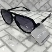 NWT West Loop Black Aviator Sunglasses 61904CAL001 VL FWG 100% UVA-UVB
