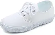 [HOVELL] Kids White Canvas Shoes Toddler Classic Slip-on Sneaker for Girls Boys Casual Tennis Running Shoes