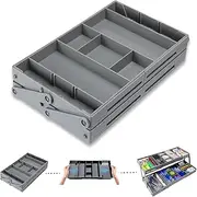 MEZOKUCEL Drawer Insert Organizer Tray, Non-Slip Adjustable Compartments for Kitchen Utensils, Makeup, Jewelry – Expandable Storage Box for Drawers(1Row 2Tier)