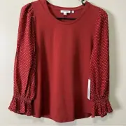 NWT Chicos Long Sleeve Top Womens Small Bohemian Chic Romantic Rustic Chiffon
