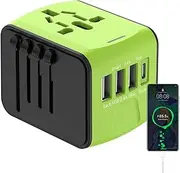 Travel Adapter with USB C,Plug Adaptor Phone Charger - Portable Charger USB Charger, Wall Charger Type C Adapter Fast Charging for US EU UK AUS