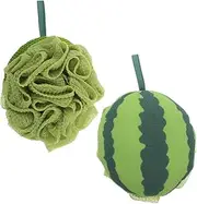 Generic 2pcs Bath Towel Exfoliating Sponge Body Exfoliation Exfoliating Body Brush Loofah for Bath Puff Scrubber Body Scruber Shower Exfoliating Towel Shower Loofah Green Polyester