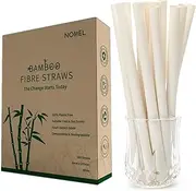 Bamboo Fiber Straws | 200 PCS 7.8'' | 100% Compostable and Biodegradable, Plastic-Free, Eco-Friendly, Sturdy Disposable Straws for Cold & Hot Drinks,Sustainable Coffee Straws