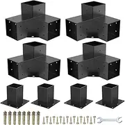 pergola Brackets 4x4Woodworks Pergola kit Modular Modern Outdoor Pergola Hardware Kit DIY Elevated Wood Stand kit Includes 4 Bracket Shoulders 4 Boots for 4x4 (Actual: 3.5x3.5 Inch) Lumber