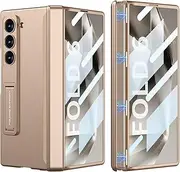 Case for Samsung Galaxy Z Fold6, Heavy-duty Shockproof Fold6 Case, Ruggedized, Built-in Screen Protector with Stand (Gold,for Galaxy Z Fold6)