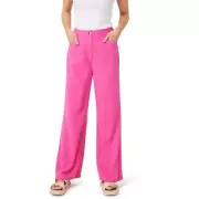 &me Women's Linen Blend Sandwash Pants - Fuschia