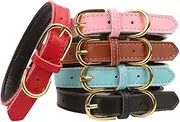 (Small (Neck 27cm - 33cm), Red) - Aolove Basic Classic Padded Leather Pet Collars for Cats Puppy Small Medium Dogs