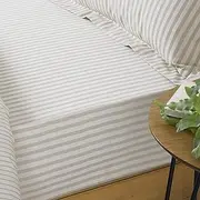 The Linen Yard Hebden Fitted Sheet (UK Size: Superking) (Natural)