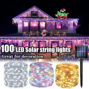 8 Mode 100LED Solar String Light Copper Wire Waterproof Outdoor Fairy Lighting