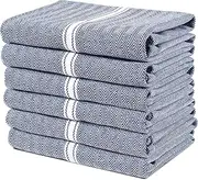 LANE LINEN Kitchen Towels Set - 100% Pure Cotton Dish for Kitchen, Super Absorbent Hand Towel, Blue Tea Towels, Soft & Durable Cloths, Pack of 6 – 15”x25”, Blue Chambray 6-Pack