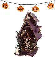 Haunted House Building Set, Haunted House Decorations, Ornaments Rustic Lighted for Fireplace Room Centerpiece Horror Farmhouse Dining