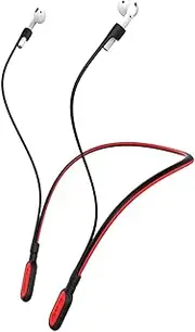 GOGOSODU Compatible Airpods Strap, Silicone Anti-Lost Strap Wire Cable Connector Sports Neckband Compatible Airpods Pro, 1, 2 Wireless Charging, Black with Red
