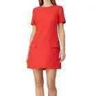 Trina Turk Bright Orange/Red Caicos Drop Waist Crewneck Shift Mini Dress 6 NWT