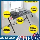 Ergonomic Gaming Desk R Shape Black Office Computer PC Laptop Table 124cm Height