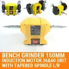 BENCH GRINDER 150MM INDUCTION HEAVY DUTY SHARPEN POLISHER & TAPERED SPINDLE SET