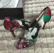 Betseyville Betsey Johnson Tahini Pump Heels Shoes Rose Rhinestone Size 6