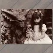 4x6" Girl Monster Creepy Unusual Weird Scary Doll Nightmare Imaginary Friend