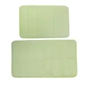 2 Pcs Memory Foam Bathroom Mat Non Slip Soft Bath Rugs Green 40x60cm+50x80cm