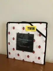 New Cynthia Rowley 3 Piece Twin Sheet Set Ladybugs 100% Microfiber