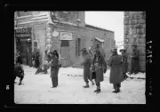 Snow scenes,Australian soldiers & Arabs snowballing,January 1942,Matson Photo,2