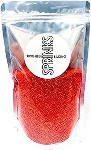 Sprinks Nonpareils Red Sprinkles 500g | Perfect for Cake Decorating Cupcakes Cookies Ice Cream and Baking | Adds Crunchy Texture and Colourful Touch to Desserts | Nonpareils for Cakes and Ice Cream