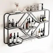 Wall Mounted Wine Rack with Glass Holder and Liquor Cabinet Bar Shelves for Hanging Wine Glasses and Displaying Liquor Bottles Home Bar Furniture for Wine Storage Perfect for Cafe Kitchen.