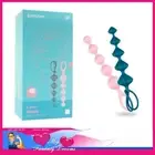 satisfyer anal beads 2 set ring pull base silicone 14cm insert textured anal toy