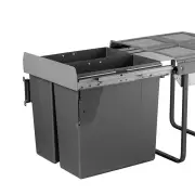 Domestique 68L Twin Slide Out Concealed Waste Bin - for a 600mm Cabinet - Bottom Mounted - Includes Optional Door Bracket