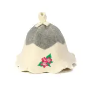 Natural Wool Sauna Hat 'Sauna Flower' White - 100% Organic Felt