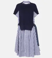 [Sacai] Sacai Striped cotton midi dress AU 12 blue