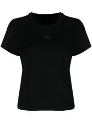 [Alexander Wang] 標誌縮水棉質平紋針織 T 卹